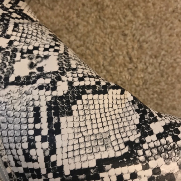 Snake Vegan Leather Black & White Ankle Boot - Picture 5 of 7